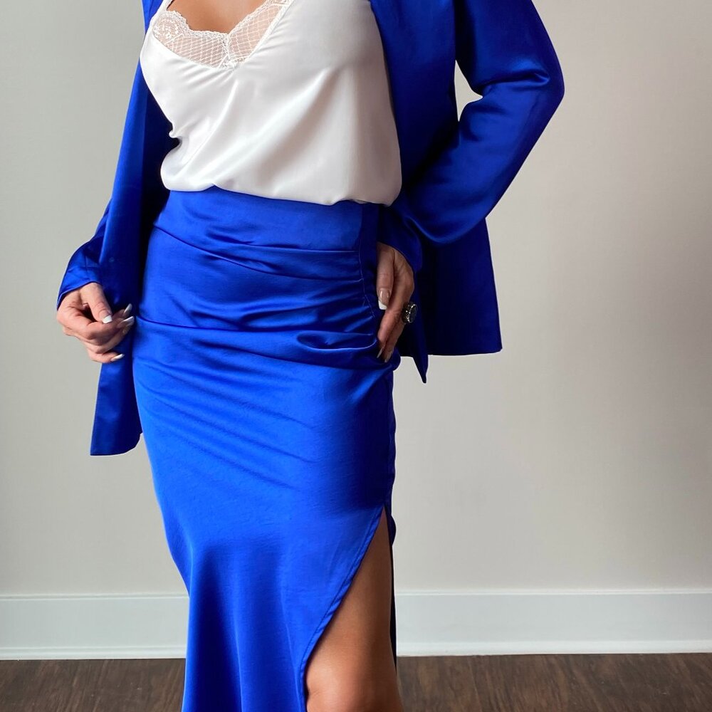 Satin Skirt Royal Blue
